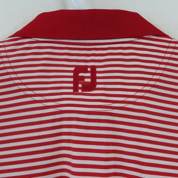 Footjoy Mens XL Ridgeway Country Club Prodry Lisle Red Striped Golf Polo Shirt - Picture 6 of 9